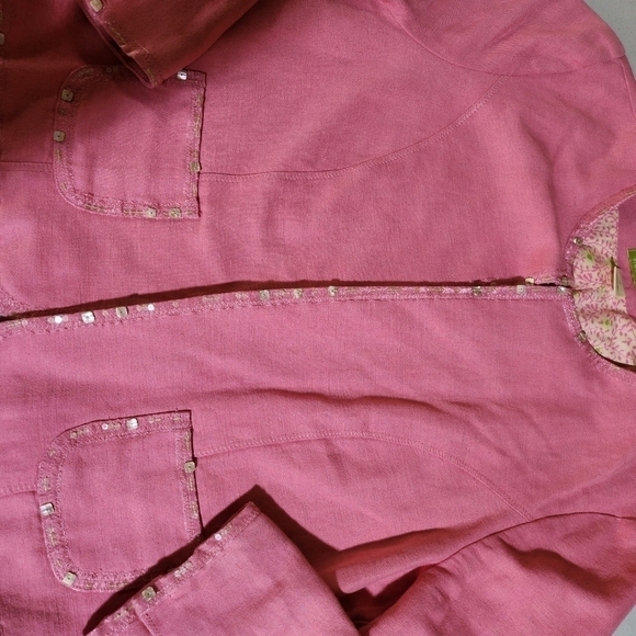Sigrid Olsen Linen Blend Pink Lined   Sz. 14 Blazer Jacket - Picture 10 of 11